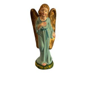 Vintage Paper Mache Angel Figurine Japan Blue Gold 5 1/4"